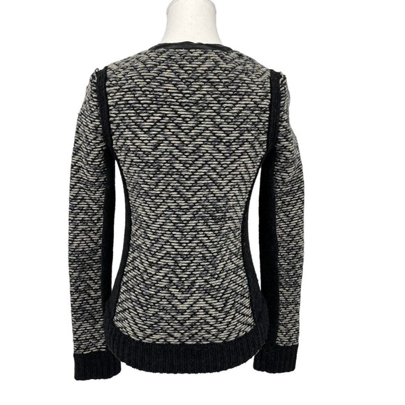 rag & bone Jacket Samantha Knit Tweed Wool Lamb Leather Trim Blazer XS - Picture 8 of 12